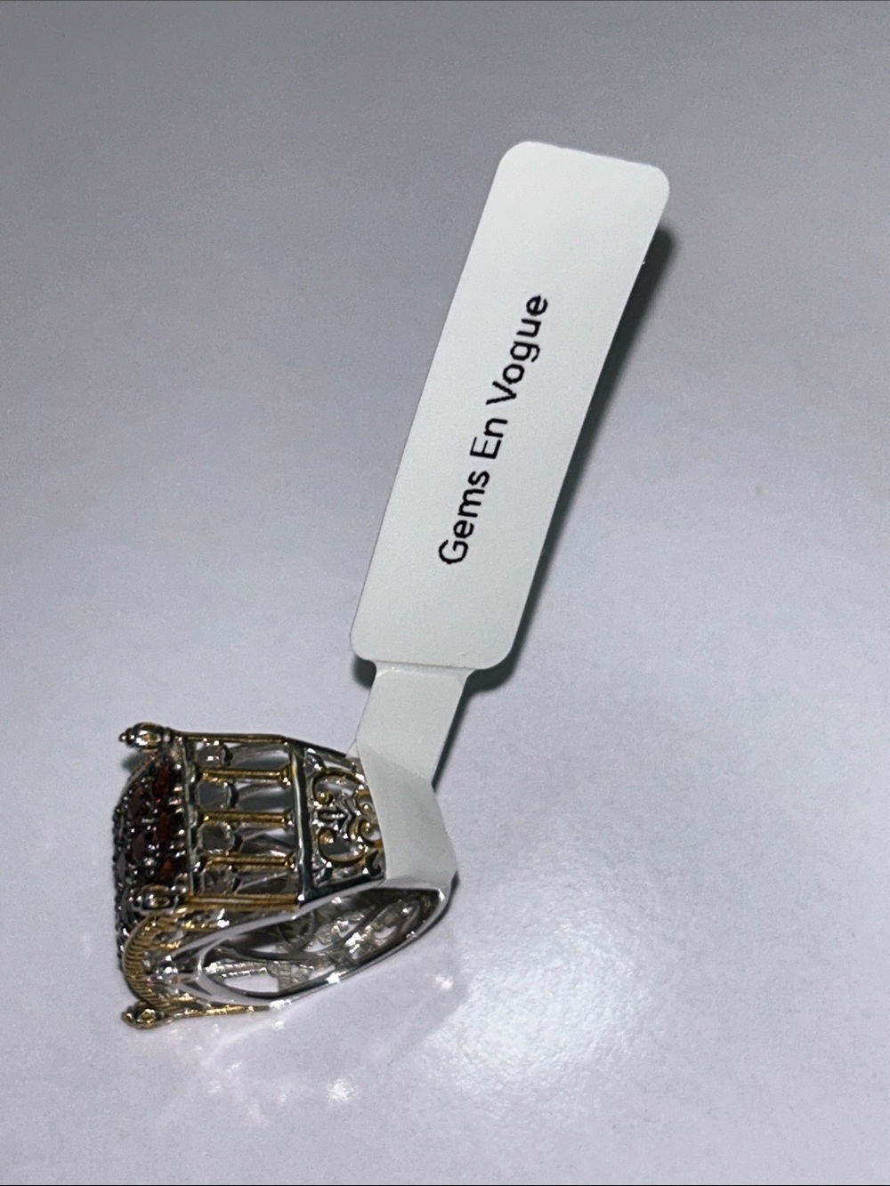NWT Gems En Vogue Designer Palladium 14k Accent Genuine Garnet Bridge Ring - Picture 11 of 13